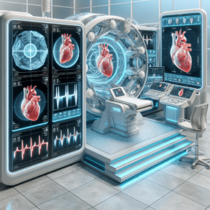 vibrant image of scanner and heart images