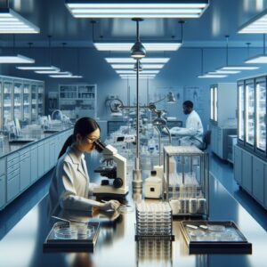 2 scientist in lab working