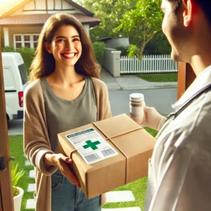 A-happy-customer-receiving-a-package-of-delivered-medical-supplies