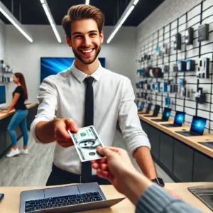 A-clean-and-modern-photo-of-a-laptop-exchange-happening-in-store.