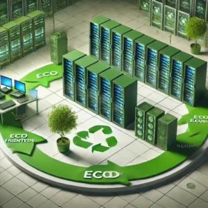 An-eco-friendly-ITAD-process-depicted-as-a-clean-organized-data-center-with-labeled-servers-and-networking-equipment