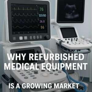 "Why Refurbished medical equipment is a growing market" With medical equipment in background