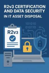 "R2V3 certification and data security in IT asset disposal" with image of laptop and lock 