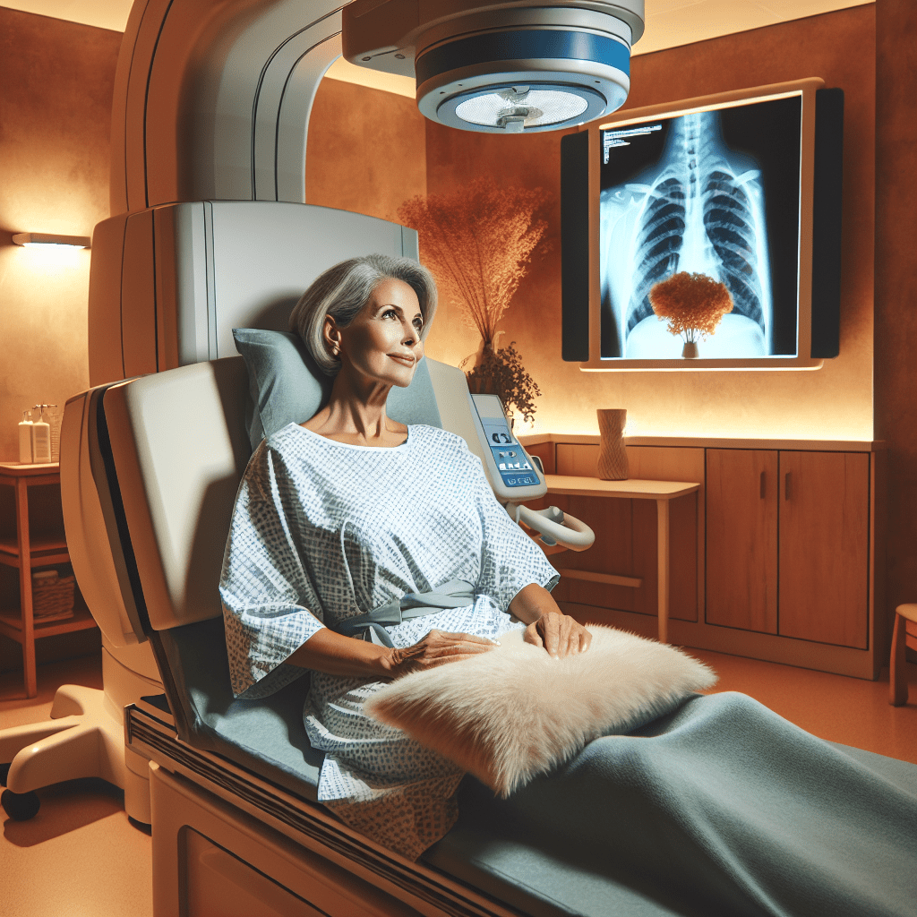 Patient sitting on medical table.