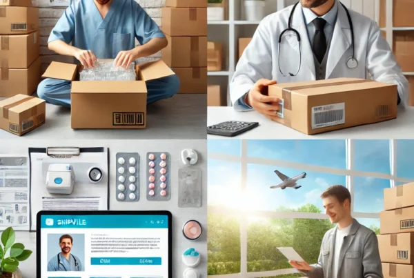 A-professional-healthcare-provider-carefully-packing-medical-supplies-for-shipping