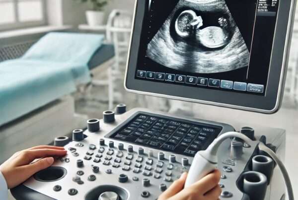 Ultrasound with baby on the screen